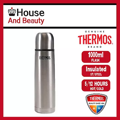 NEW Thermos THERMOcafe S/Steel Slimline 1.0 Litre Vacuum Insulated Flask • $31.89