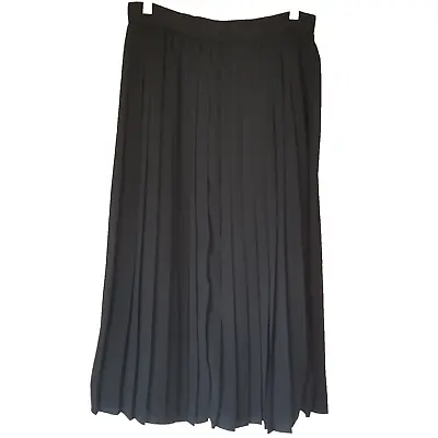 Vtg 90s Black Sheer Chiffon Skirt 12 M Pleated Maxi Midi Goth Lined Academia USA • $22