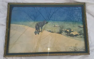 Vintage The Lone Wolf Framed Print Art Clipped Wood Frame • $76.49