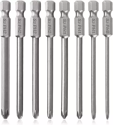 8Pcs Magnetic Cross Head Screw Driver Bit Phillips Screwdriver Set Bits 1/4 Inch • $13.32