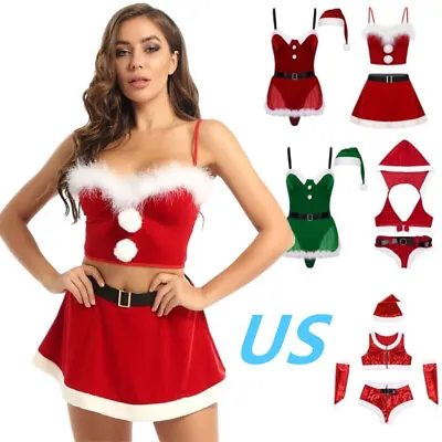 US Women's Sexy Christmas Mrs Santa Claus Cosplay Costume Xmas Festive Outfits • $17.99