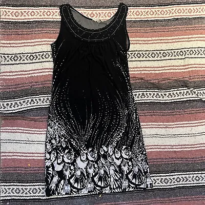 Laura Ashley Women's Dress Size Small Embellished Sequin Black And White Mini • £15.92