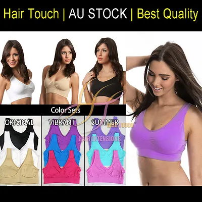 Seamless Bra Set Black White Beige Pink Blue Purple Green Ahh Comfy Size S AD • $12.39