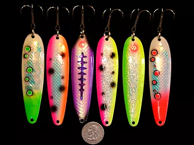 Extended Glow Salmon Trout Walleye Trolling Spoons Downrigger Fishing Lures • $25