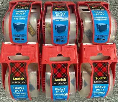 (6) Scotch Shipping Packaging Tape Heavy Duty W/Dispenser 27.7 YD Each Roll • $18.75