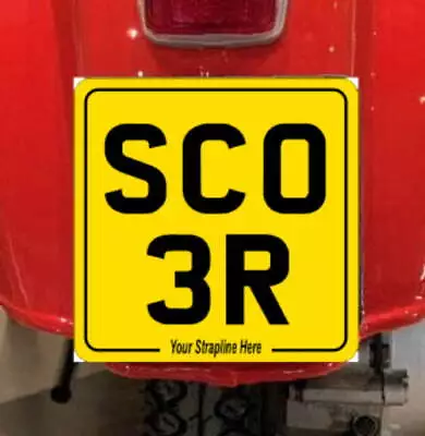 6.5 X 6.5 Square Metal Scooter Plate Yellow Rear - Number Plate Reg Show Plates • £9.99