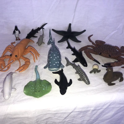 $14.99 • Buy Lot Of 14 Plastic Ocean Animals Figures Sea Creatures Model Toys Crab Sharks