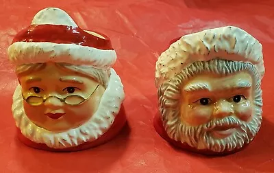 HTF Allure Ceramic Mr & Mrs Claus Santa Mug Votive Set Vtg Christmas Collectible • $24.99