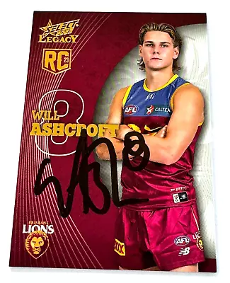 Brisbane Lions Will Ashcroft Signed 2023 Select Legacy  Rookie  Trading Card • $14.99