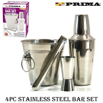 £7.95 • Buy 4pc Stainless Steel Cocktail Shaker Set Bar Mixer Kit Drink Bartender Champagne