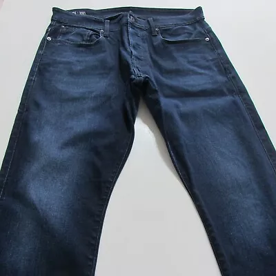 G-Star 3301 Low Tapered Jeans Mens Sz W34 L32 Blue Denim Button Fly • $54.95