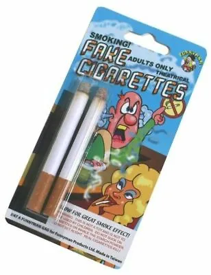 2 Fake Puff Stage Cigarettes Fags Smoking Prop Funny Joke Cigarette Trick Jokes • £2.45
