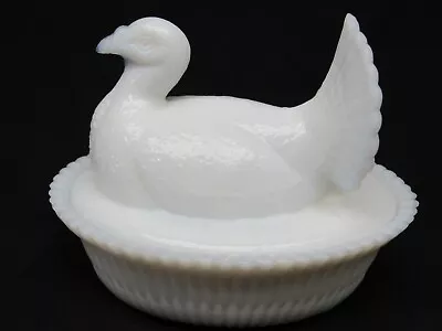 Vintage Milk Glass Turkey Covered Animal Dish McKee? • $59.99