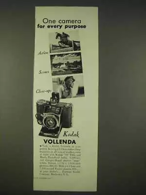 1936 Kodak Vollenda Camera Ad - For Every Purpose • $19.99