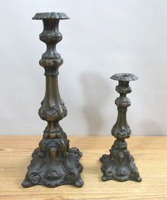 Baroque Style Altar Candlesticks Metal Vintage (2 Included) • $62.10