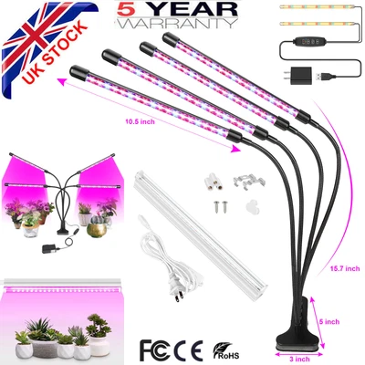 £12.99 • Buy 2/3/4 Head LED Plant Grow Light Lamp Bulb Full Spectrum For Indoor Plants & Veg