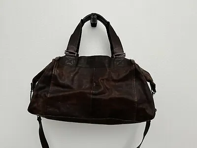 Marc New York By Andrew Marc Large Brown Leather Weekender Duffel Bag • $175
