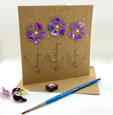 £3.25 • Buy Hand Painted Original And Unique Watercolour Greeting (Birthday) Card.