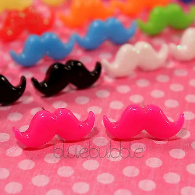 Funky Small Mini Moustache Stud Earrings Cute Sweet Kitsch Kawaii Emo Chic Fun   • $6.22