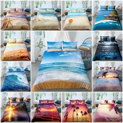 $33.99 • Buy Sea Shell Beach Quilt/Duvet/Doona Cover Bed Set+Pillowcases Single Double Queen