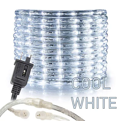 $19.95 • Buy Cool White Thick LED Rope Light Accent Indoor Outdoor 10/20/25/50/100/150FT/300F