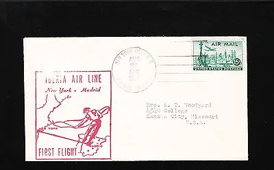 Iberia Air Line NY City Air Mail Field - Madrid 1st Flight 1954 Cover 7v • $12