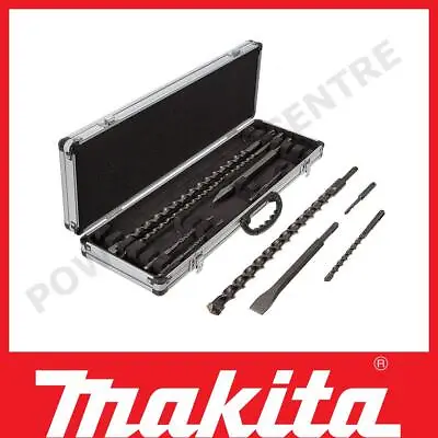 Genuine Makita 10 Piece SDS+ Drill & Chisel Bit Set D-21191 Aluminium Carry Case • £33.99