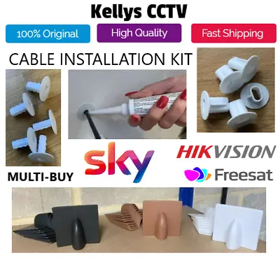 £4.99 • Buy CCTV SKY VIRGIN FREESAT Brick Blow Out Cable Cover Hole Wall Plastic Grommet Kit
