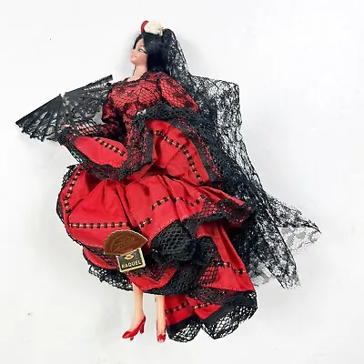 Vintage Spanish Flamenco Doll Grain Espana Raquel Dancing Red Black Dress • $17.97