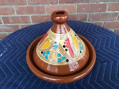 $40.50 • Buy Glazed Terracotta Moroccan Tagine Colorful Design