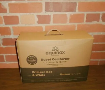 $30 • Buy Equinox Comforter Blanket Goose Down Alternative Plush Queen Crimson/White
