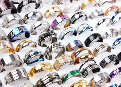 Wholesale 30pcs BULK LOT Mixed STAINLESS STEEL RINGS MEN'S Fashion Wedding Ring • £11.95