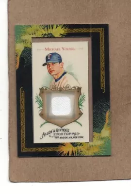 Michael Young Texas Rangers Jersey Allen & Ginter Agr-my 2008 Card • $4