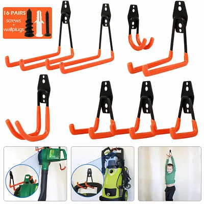 8x Garage Hooks For Hanging Heavy Duty Storage Hooks For Ladder Extension Cord • £15.99