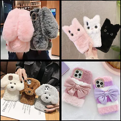 For Galaxy S21 S22 S23 S24 Ultra S20 FE Phone Case  Faux Plush Pet Fluffy Cover • £15.59
