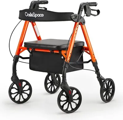 $132.99 • Buy OasisSpace 8  Wheels Backrest Adjustable Medical Rollator Walker W/ Seat 300 Lbs