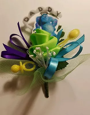 Baby Shower Daddy Or Grandpa Boutonniere Monsters Inc Mike And Sully. • $4.95