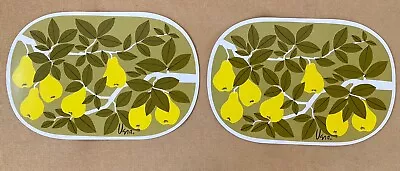 Vintage VERA NEUMANN Placemats Vinyl (2) Pears Springtime Yellow Green MCM • $23