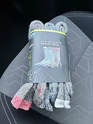 Eddie Bauer Men's Merino Wool Midweight Hiking Socks 3Pk Multicolor L/9-12 • $16.99