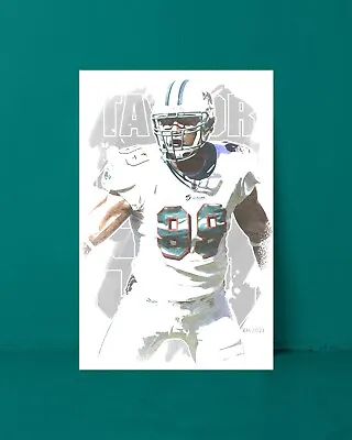 JASON TAYLOR Watercolor Painting Art Print/poster MIAMI DOLPHINS FREE S&H! • $12.99