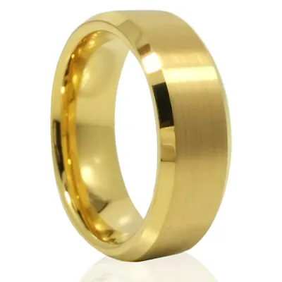 🔥 Tungsten Wedding Band Mens 18k Gold Plated Engagement Ring Womens 6mm 8mm NEW • $13.56