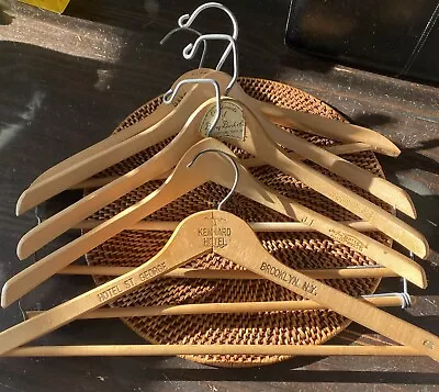 Lot 5 Vintage Wooden Clothes Hangers Advertising - Incl. Hotel St George NY • $55