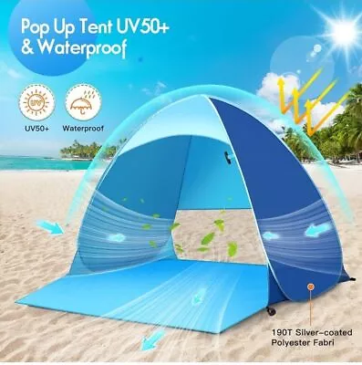 Infant 50+UV Person Instant Pop-Up Double Layer Beach Tent Camping Waterproof UK • £14.88