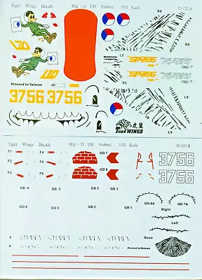 1/32 MiG-21UM Fishbed Czech Decal Tiger Wings 水貼 32121 • $29.99