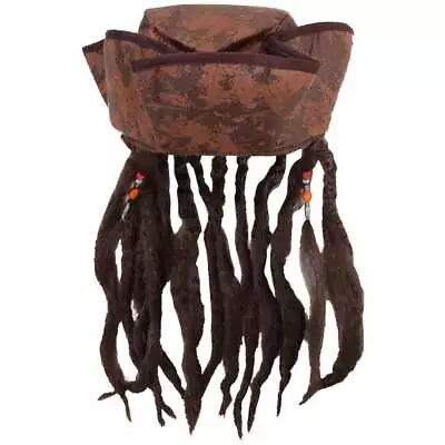 £12.99 • Buy Caribbean Jack Sparrow Hat With Hair & Beads Adult Pirates Fancy Dress Accessory