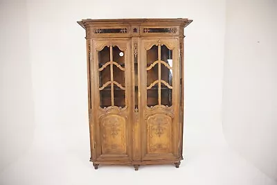 Antique French Carved Oak Display Cabinet Bookcase France 1880 H109 • $1995