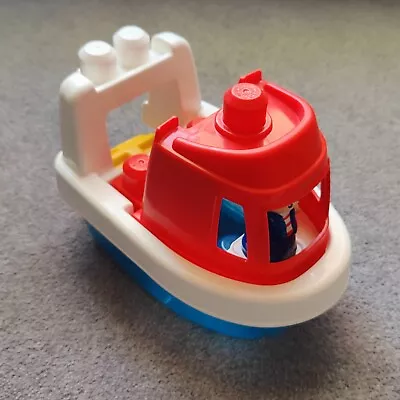 Mega Bloks Lil Steam Boat Large Vehicle 9  X 5  With Captain Figure VGC 8286 • £9.99