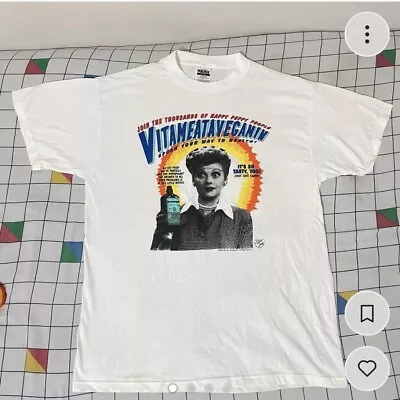 Vintage I Love Lucy Vitameatavegamin Syrup T Shirt XL 90s • $22