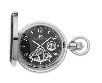 James Michael Mechanical Skeleton Pocket Watch With Black Dial PMA001016 • $79.99