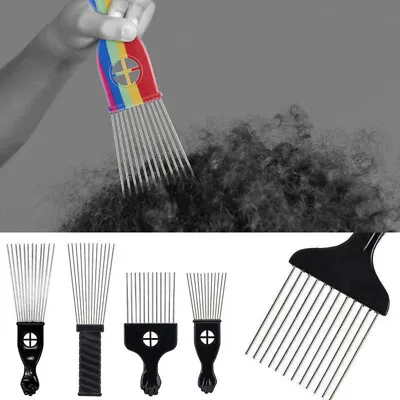 $2.93 • Buy Afro Comb Black Fist Metal Plastic African Hair Pick Professional Styling Unisex